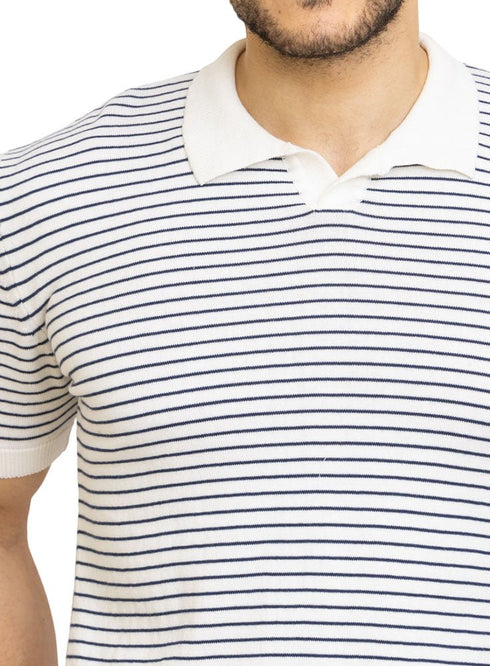 White F - S.Knit Polo T-shirt - Khotwh